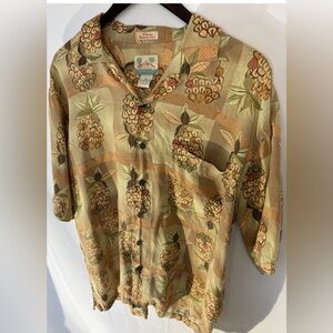 Reyn Spooner Men's Regency Textured Linen Hawaiian Shirt Short Sleeve Large